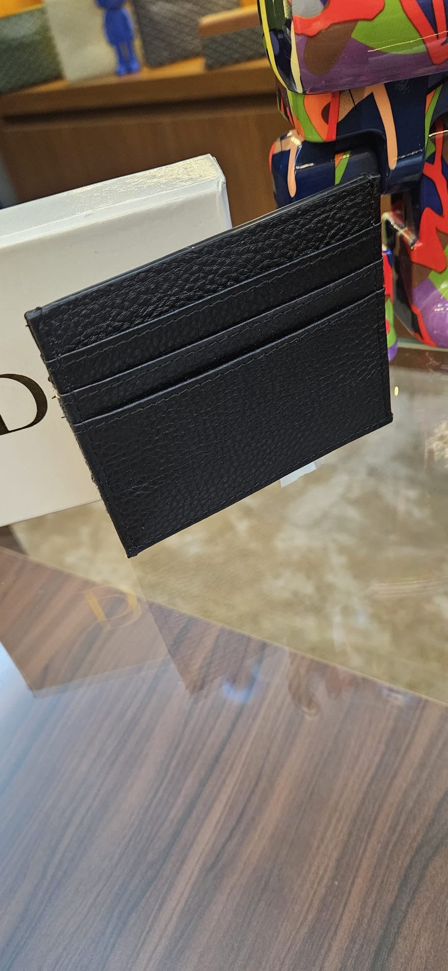 Premium Siyah Monogram Kartlık | Unisex İnce Kartlık | Çok Bölmeli Minimal Tasarım