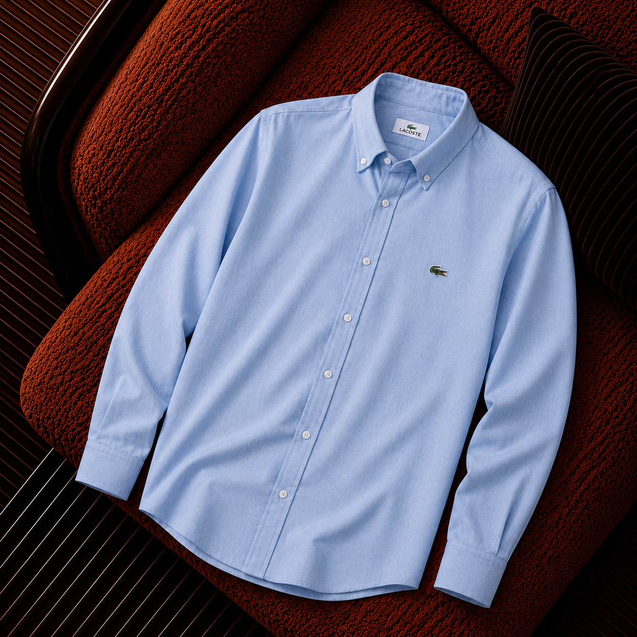 Lacoste Nakış Logo Açık Mavi Premium Erkek Gömlek