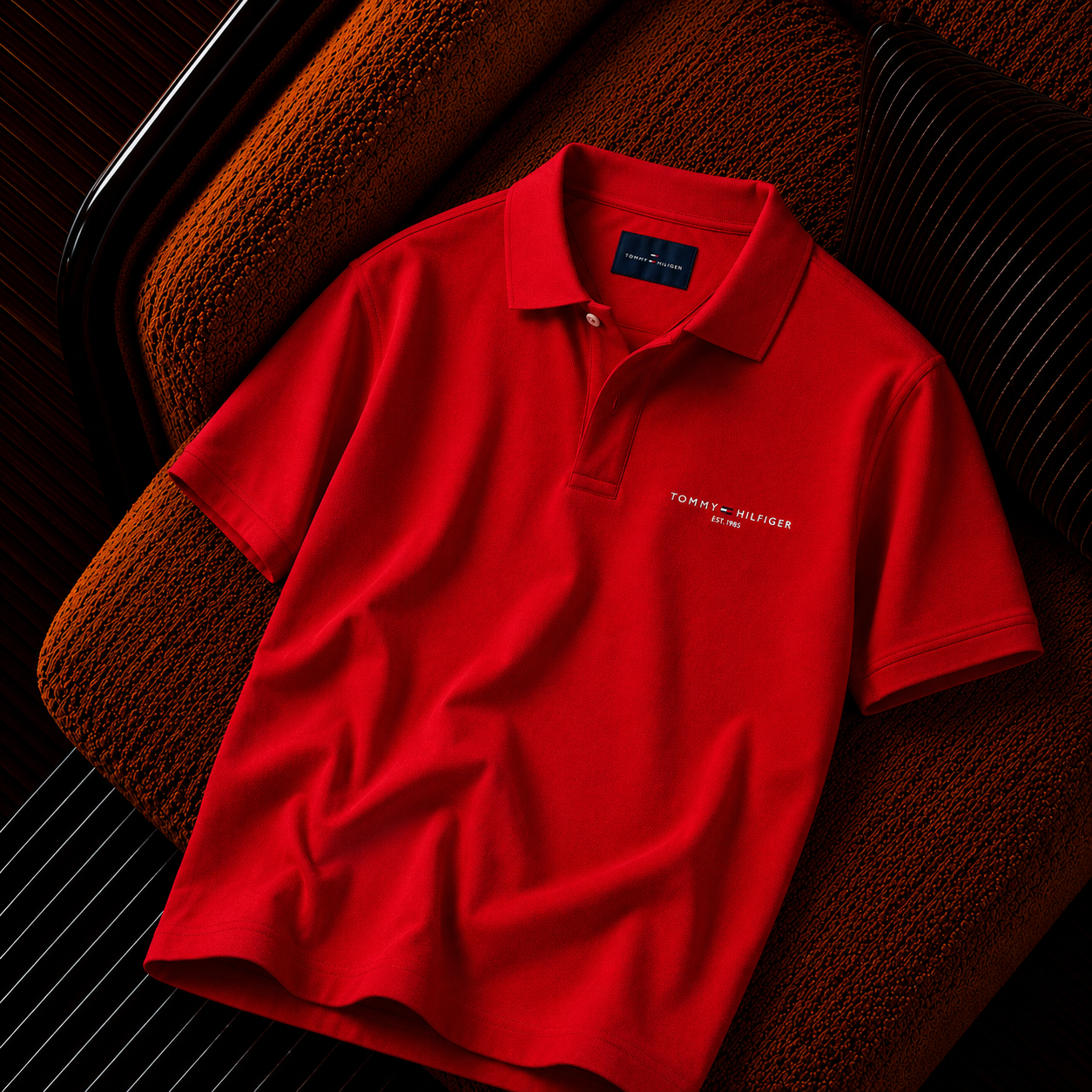 Tommy Hilfiger Premium Polo Yaka Erkek Tişört – Kırmızı