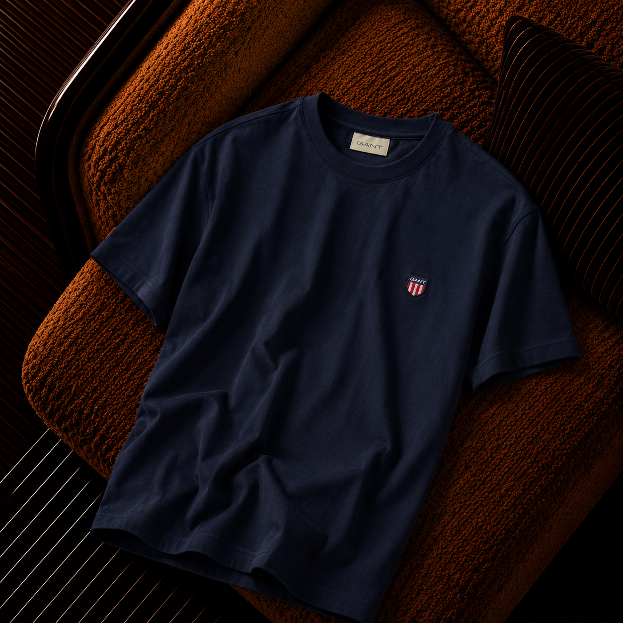 “GANT” Premium Arma Logolu Erkek Bisiklet Yaka Tişört – Lacivert