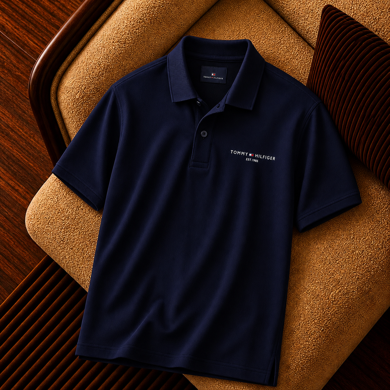 “TOMMY HILFIGER” Minimal Logo Detaylı Polo Yaka Erkek Tişört – Lacivert