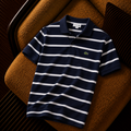 “Lacoste” Lacivert Beyaz Çizgili Polo Yaka Tişört
