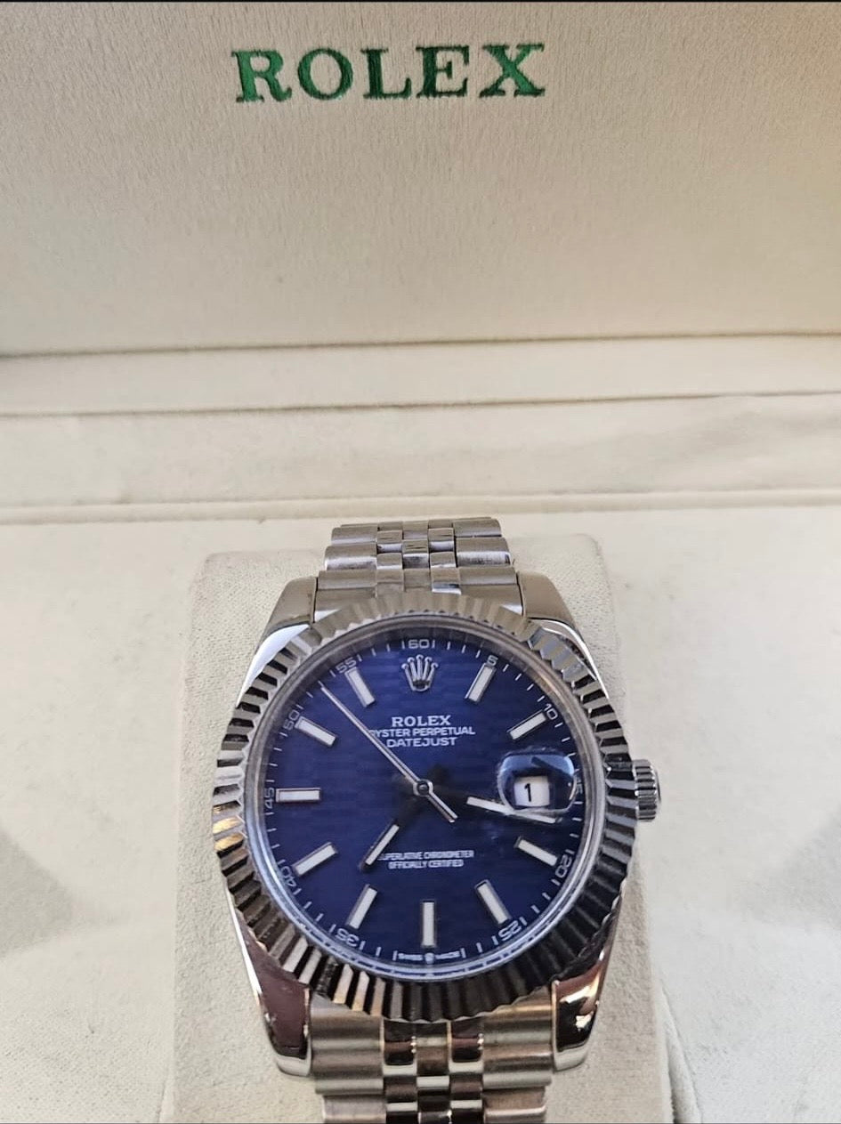 Premium Blue Dial Otomatik Erkek Kol Saati | Jubilee Çelik Kordon | Tarih Göstergeli