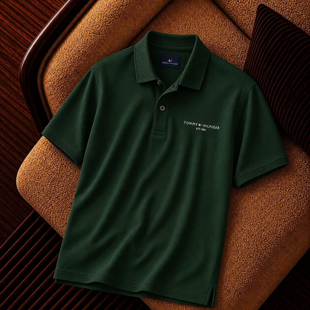 “TOMMY HILFIGER” Minimal Logo Detaylı Polo Yaka Erkek Tişört – Koyu Yeşil