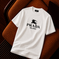 Prada Milano Logo Baskılı Beyaz Premium Erkek Tişört