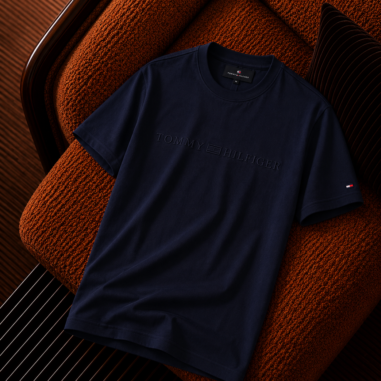 Tommy Hilfiger Kabartma Logo Lacivert Premium Erkek Tişört