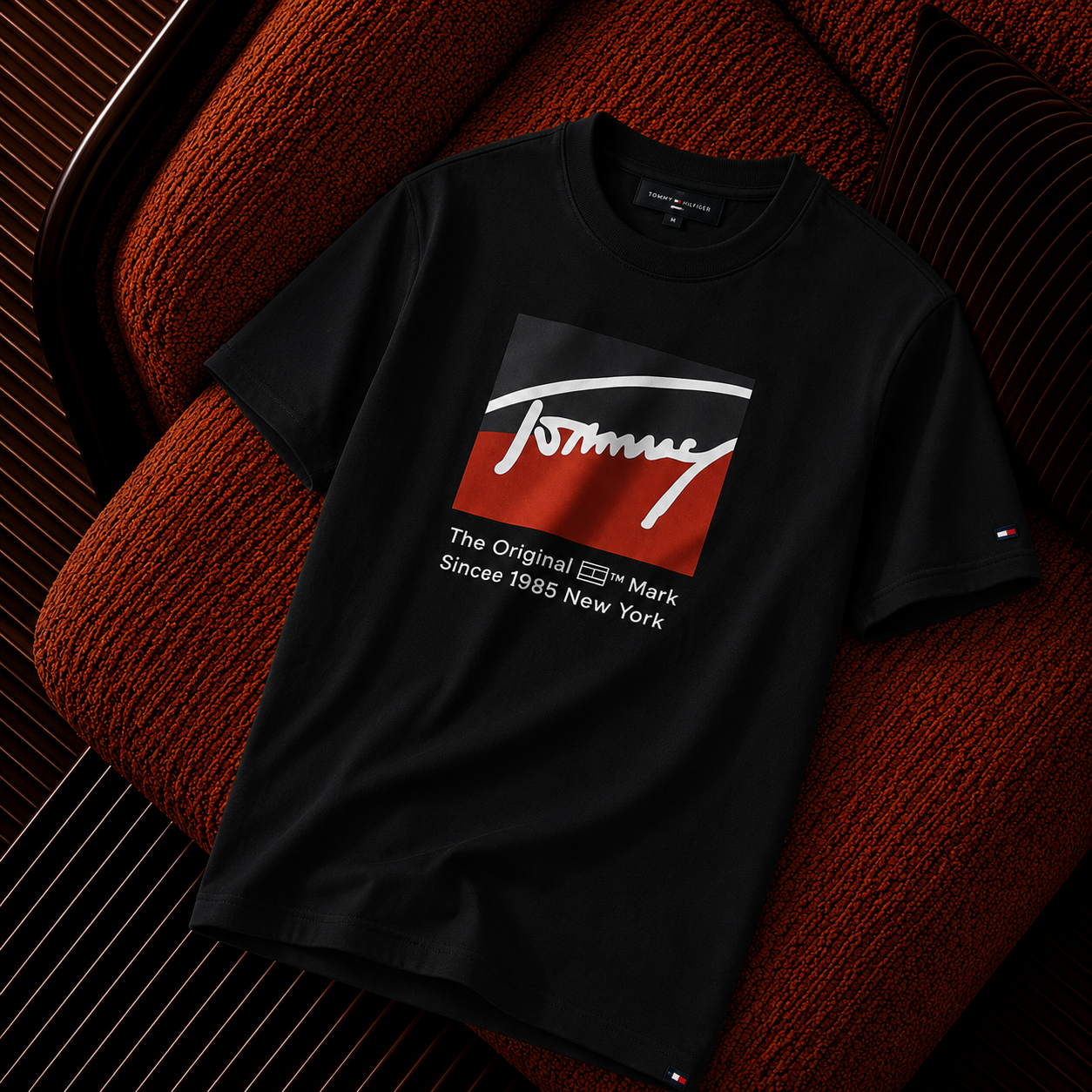 Tommy Hilfiger Signature Logo Baskılı Siyah Premium Erkek Tişört