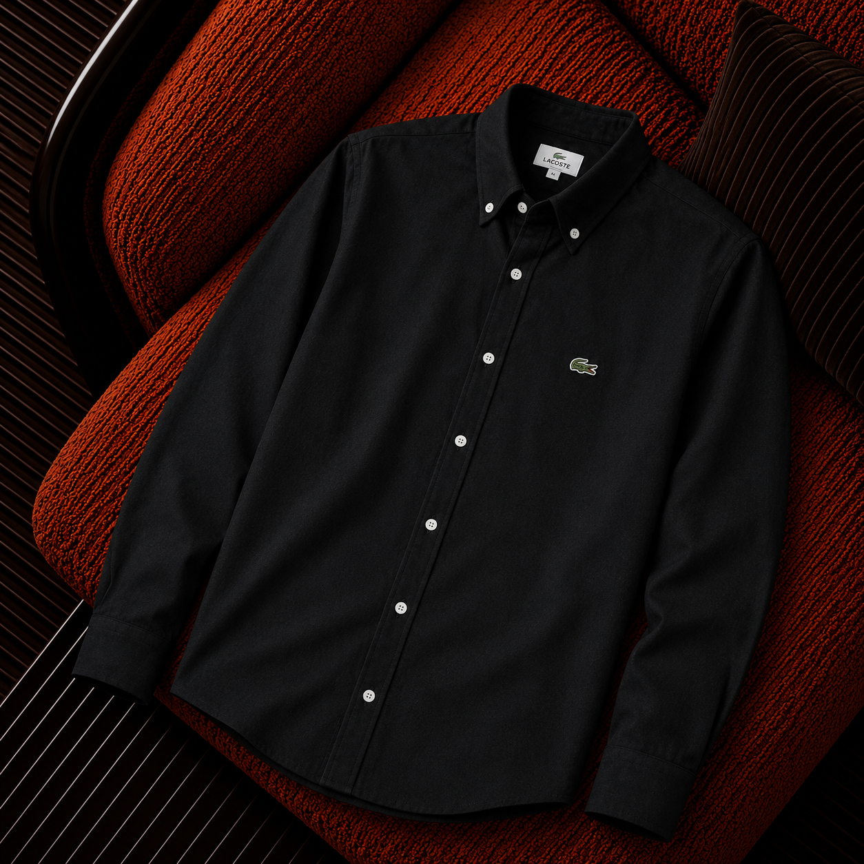 Lacoste Nakış Logo Siyah Premium Erkek Gömlek