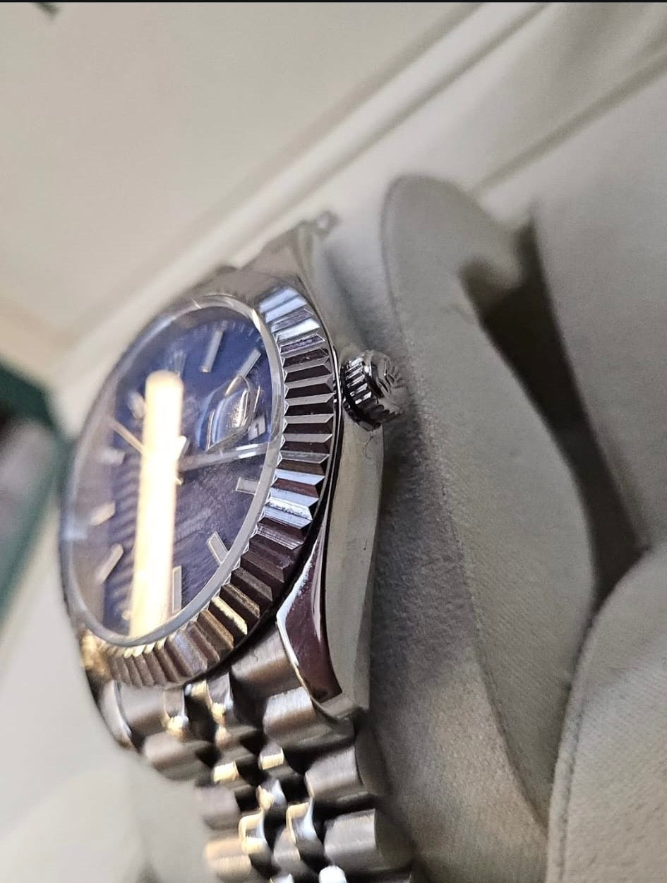 Premium Blue Dial Otomatik Erkek Kol Saati | Jubilee Çelik Kordon | Tarih Göstergeli