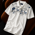 “Tommy Hilfiger” Floral İşlemeli Premium Erkek Polo Yaka Tişört – Beyaz