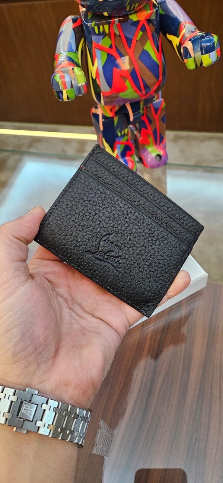 Premium Siyah Deri Kartlık | Unisex Çivili Kartlık | İnce Tasarım | Çok Bölmeli