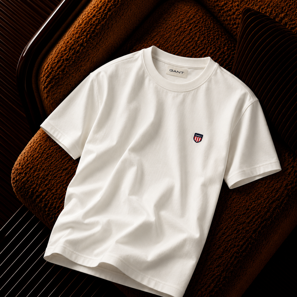 “GANT” Premium Erkek Bisiklet Yaka Basic Tişört – Beyaz