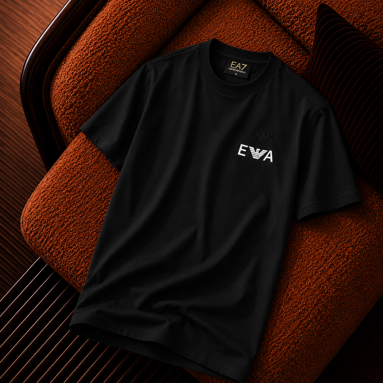 EA7 Emporio Armani Logo Baskılı Siyah Premium Erkek Tişört
