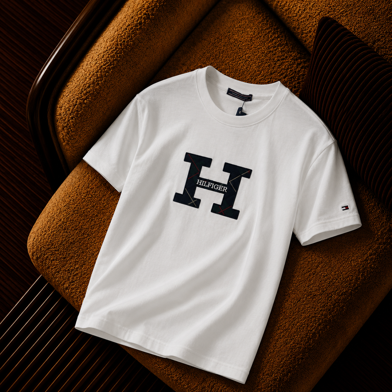 “Tommy Hilfiger” Nakış Detaylı Beyaz Erkek Tişört