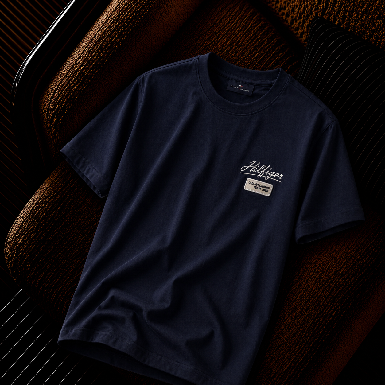 Tommy Hilfiger Premium Nakış Detaylı Erkek Tişört – Lacivert