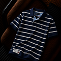 Tommy Hilfiger Çizgili Polo Yaka Erkek Tişört – Lacivert/Beyaz