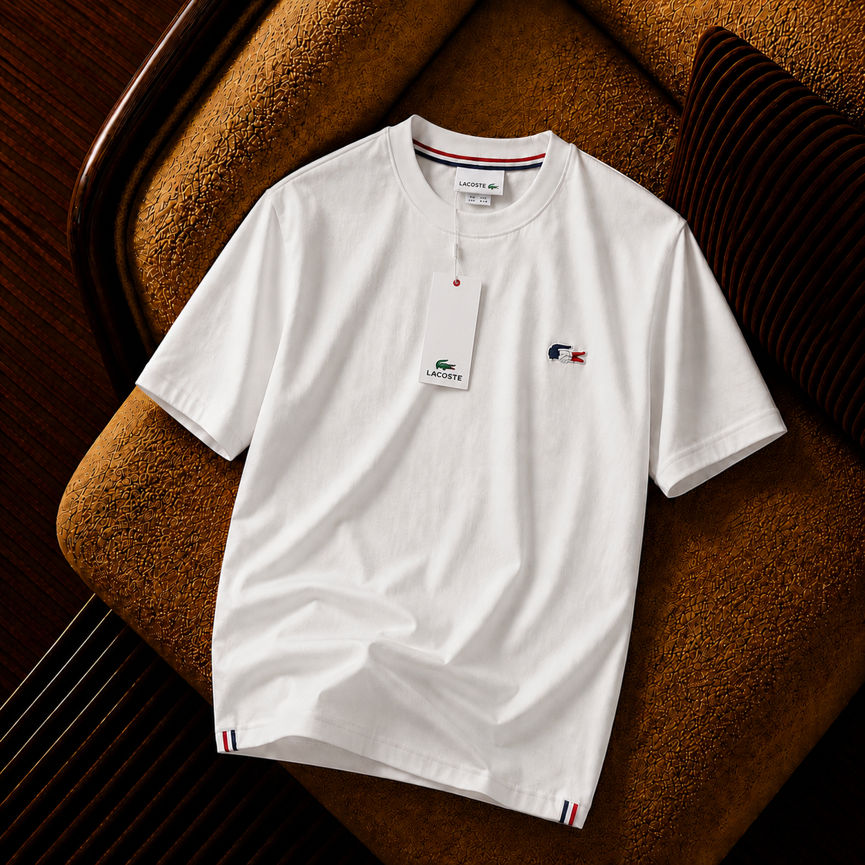 Lacoste Premium Nakış Logo Erkek Basic Tişört – Beyaz
