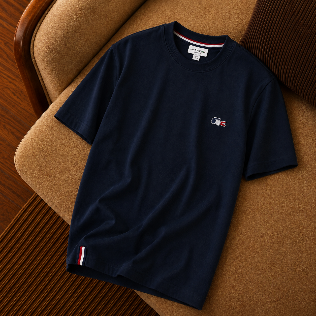 Lacoste Tricolor Logo Detaylı Erkek T-Shirt – Lacivert