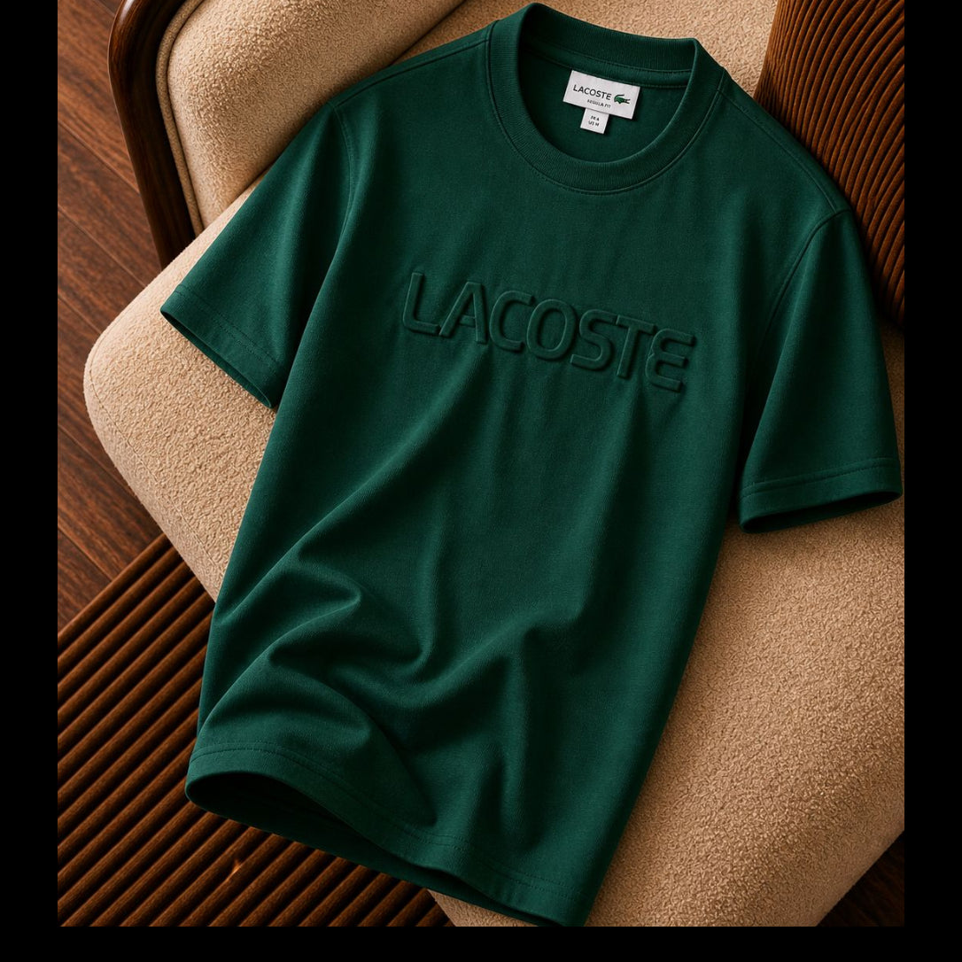 Lacoste Kabartma Logo Detaylı Yeşil Tişört