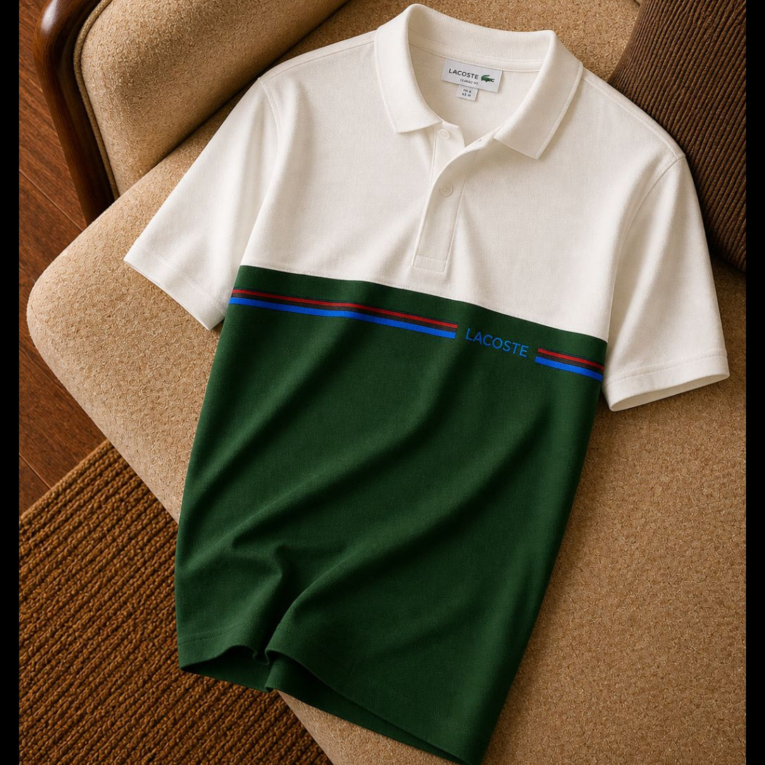 Lacoste Renk Bloklu Yeşil Beyaz Polo Yaka Tişört