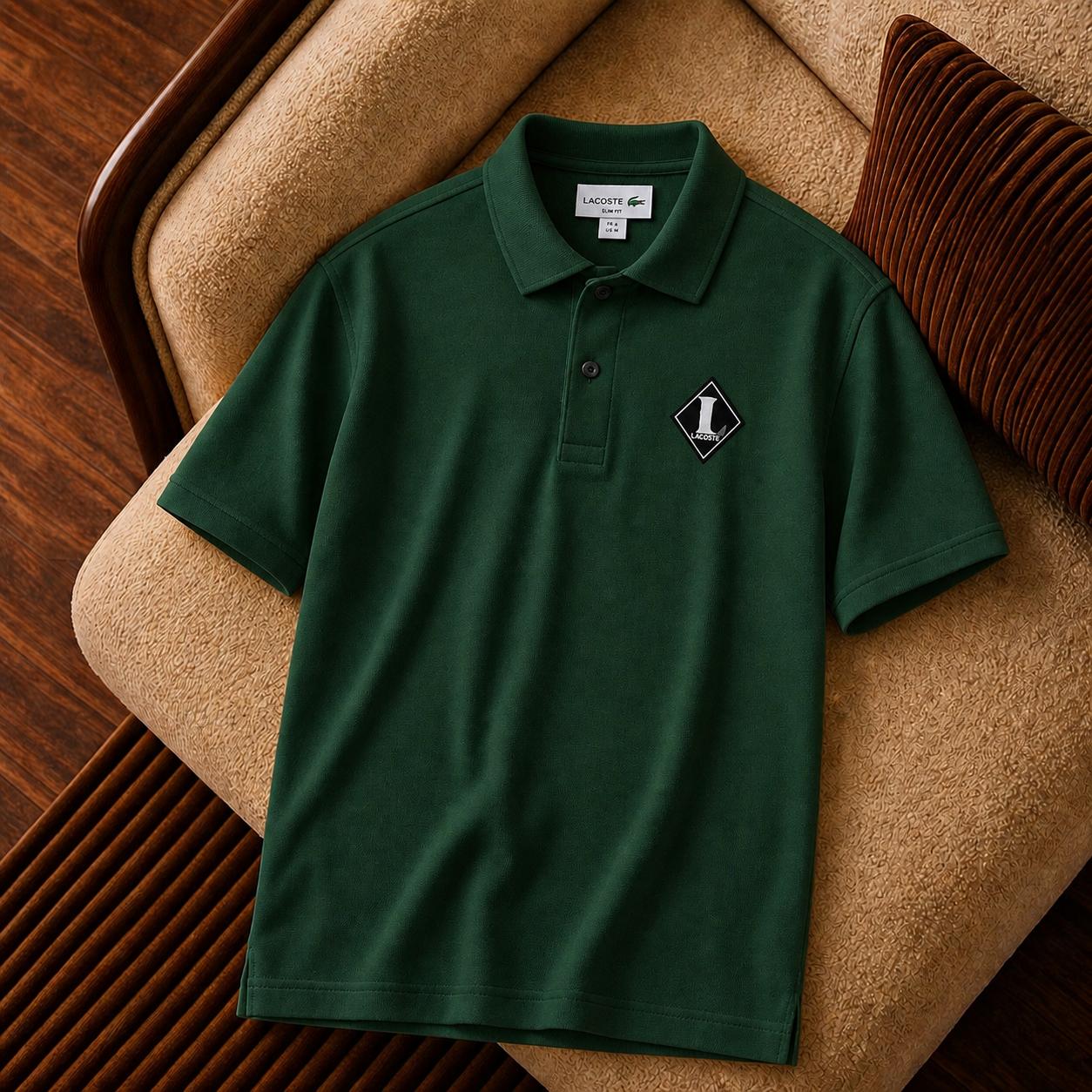 “Lacoste” Arma Detaylı Polo Yaka Tişört – Koyu Yeşil